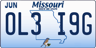 MO license plate OL3I9G