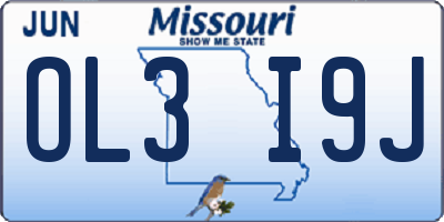 MO license plate OL3I9J