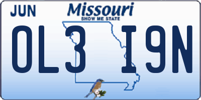 MO license plate OL3I9N