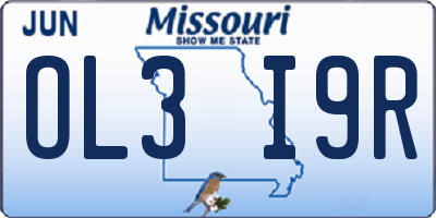 MO license plate OL3I9R