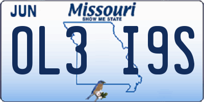 MO license plate OL3I9S