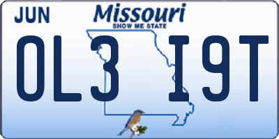 MO license plate OL3I9T