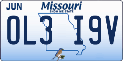 MO license plate OL3I9V