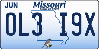 MO license plate OL3I9X