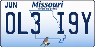 MO license plate OL3I9Y