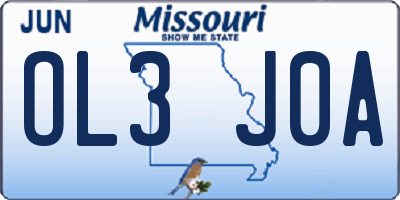 MO license plate OL3J0A