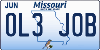 MO license plate OL3J0B