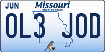 MO license plate OL3J0D