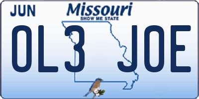 MO license plate OL3J0E