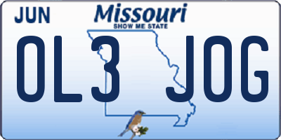 MO license plate OL3J0G