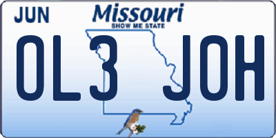 MO license plate OL3J0H