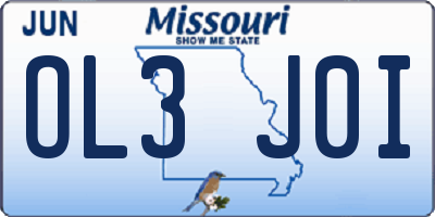 MO license plate OL3J0I