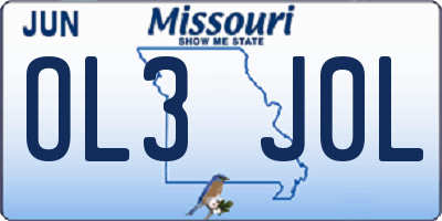 MO license plate OL3J0L