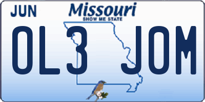 MO license plate OL3J0M