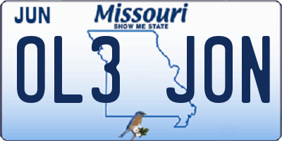 MO license plate OL3J0N