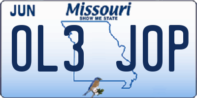 MO license plate OL3J0P