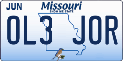 MO license plate OL3J0R