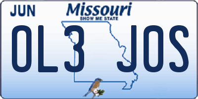 MO license plate OL3J0S