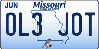 MO license plate OL3J0T
