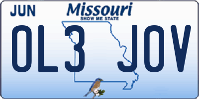 MO license plate OL3J0V