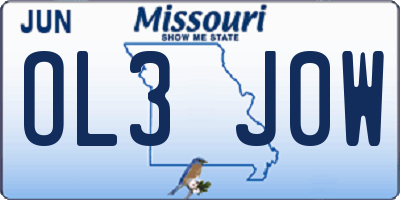 MO license plate OL3J0W