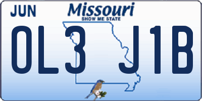 MO license plate OL3J1B
