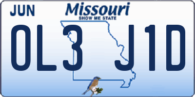 MO license plate OL3J1D