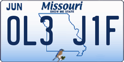 MO license plate OL3J1F