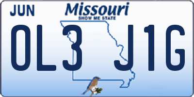 MO license plate OL3J1G