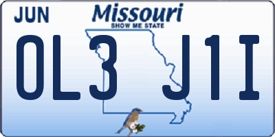 MO license plate OL3J1I