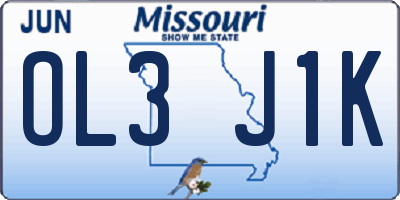 MO license plate OL3J1K