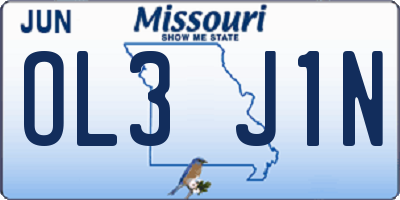 MO license plate OL3J1N