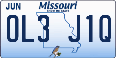 MO license plate OL3J1Q