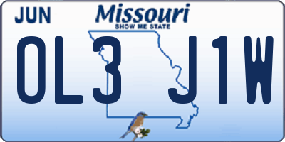 MO license plate OL3J1W