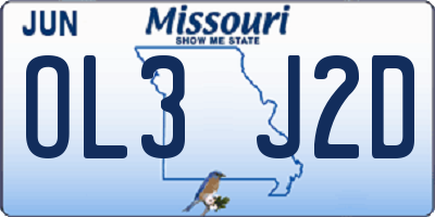 MO license plate OL3J2D
