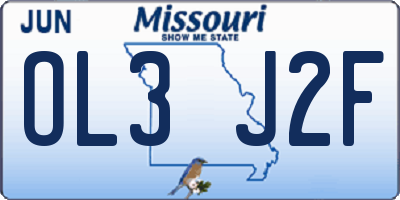 MO license plate OL3J2F