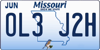 MO license plate OL3J2H