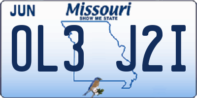 MO license plate OL3J2I