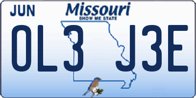 MO license plate OL3J3E