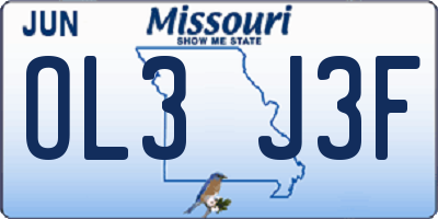 MO license plate OL3J3F
