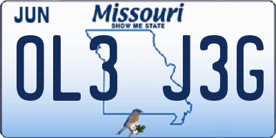 MO license plate OL3J3G