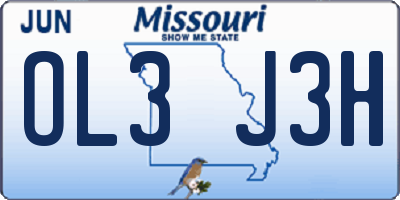 MO license plate OL3J3H
