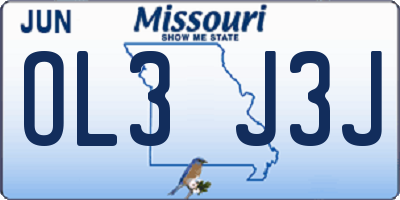 MO license plate OL3J3J