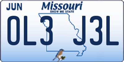 MO license plate OL3J3L