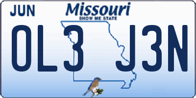 MO license plate OL3J3N