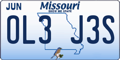 MO license plate OL3J3S