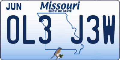 MO license plate OL3J3W