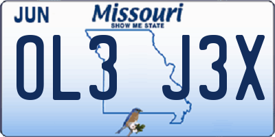 MO license plate OL3J3X