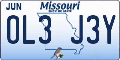 MO license plate OL3J3Y