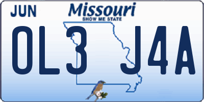 MO license plate OL3J4A